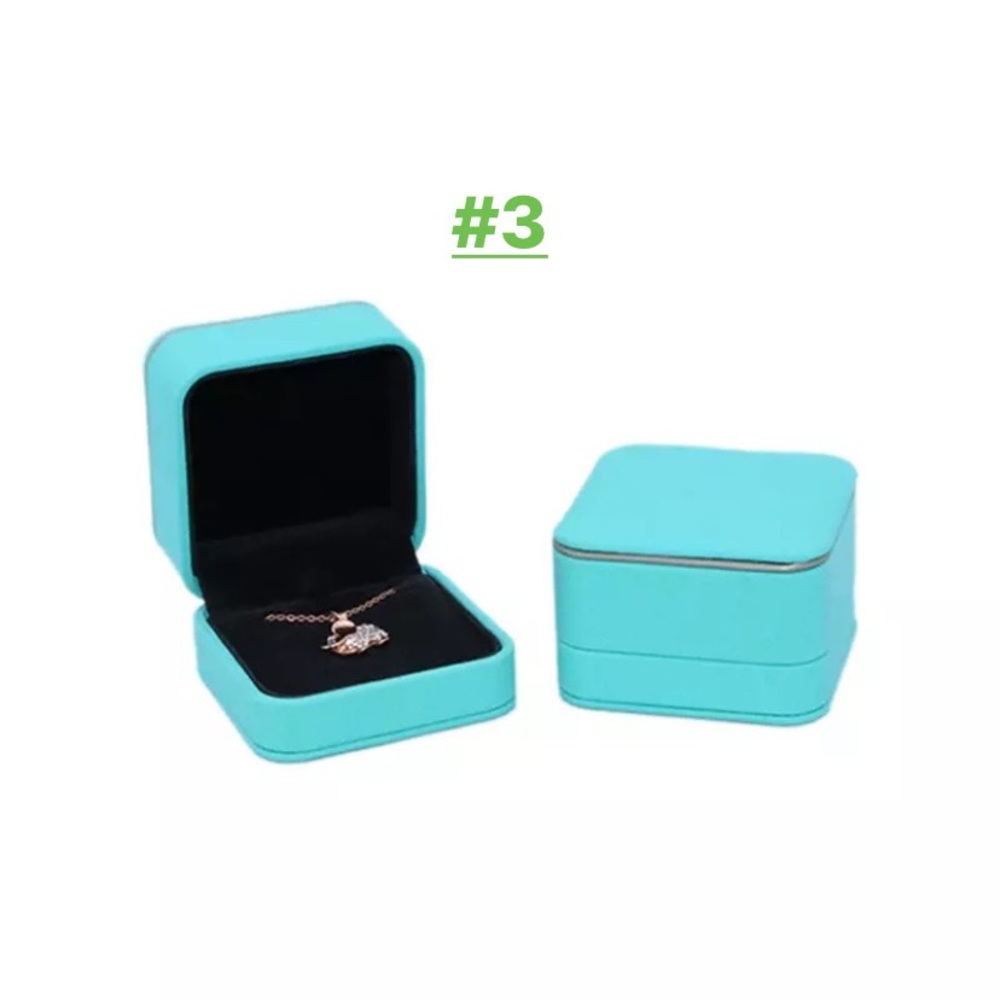 Teal FA Leather Silver Line Diamont Ring Box - Picture 5 of 17